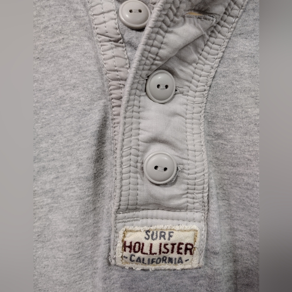 Vintage Hollister Embroidered Long Sleeve Henley Shirt Mens L Gray Retro 90s Y2K - Picture 3 of 12